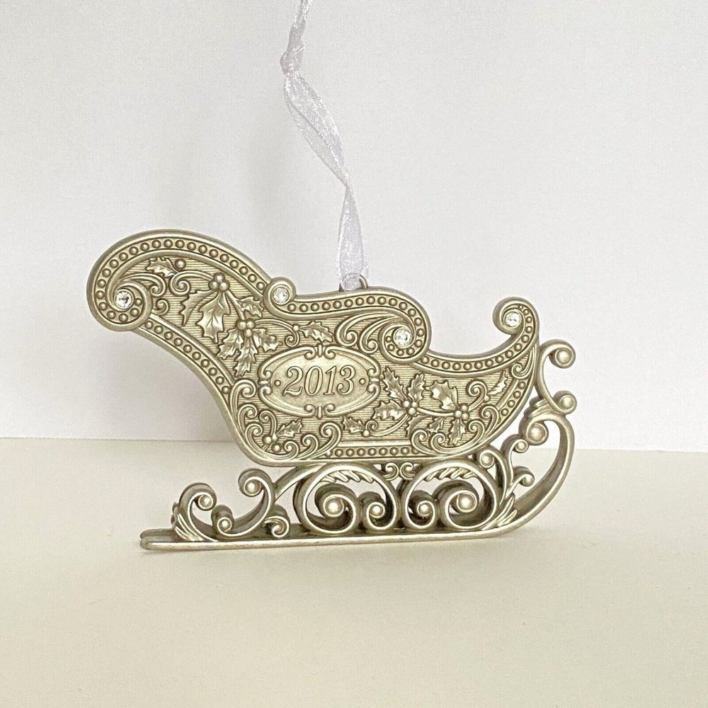 2013 Hallmark Keepsake Santa's Silver Sled Sleigh Rhinestones Ornament